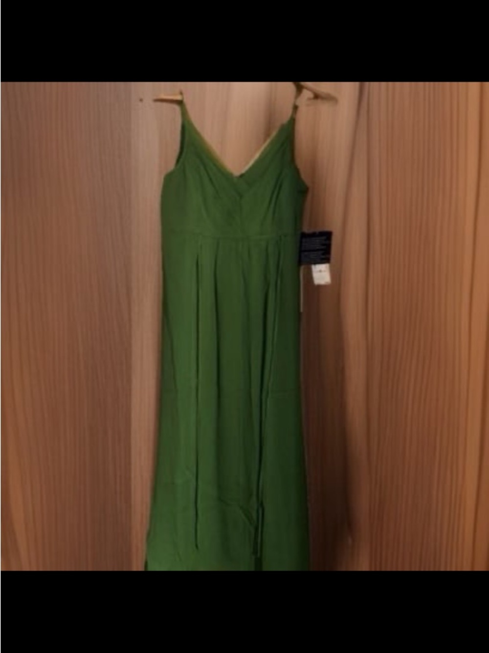 Anne Klein Green V-Neck Maxi Dress with Spaghetti Straps